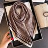 British Style Spring Autumn Winter Men's and Women's Silk Small Square Scarf Plaid Brown Small Silk Scarf Mulberry Silk Scarf