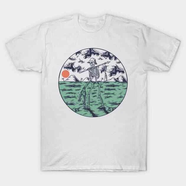 Skeleton Hunting Fish Made in Australia T-Shirt L