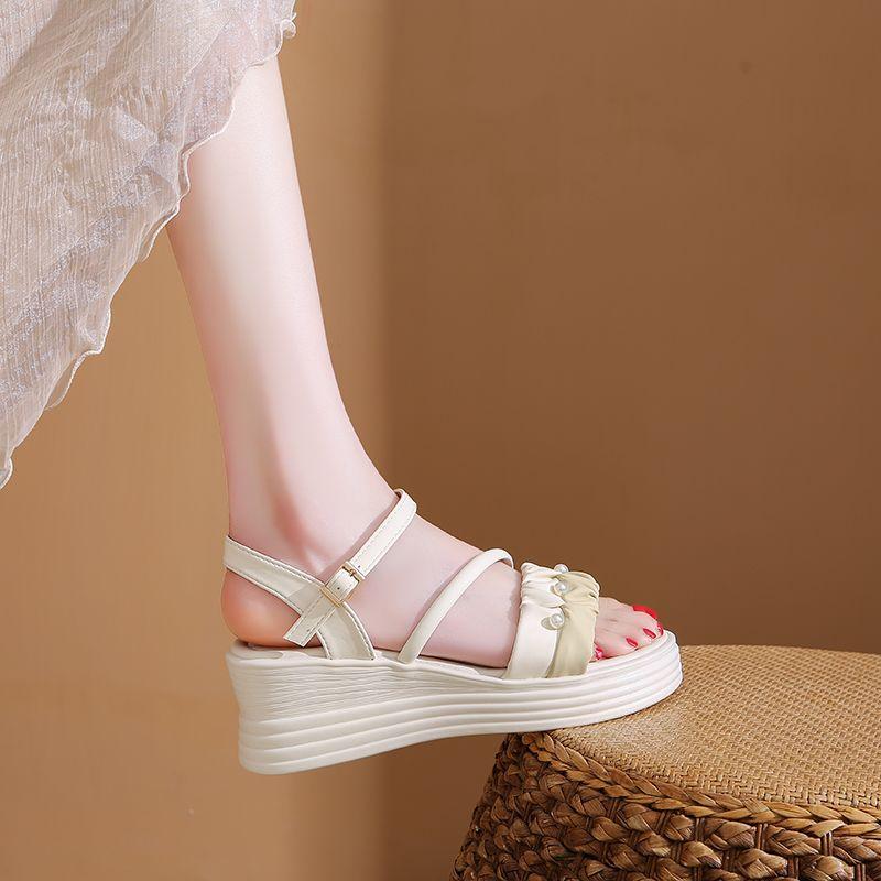 Women's Roman Sandals, Summer Style Platform Sole One-strap Versatile Fashionable Wedge Heel, Elegant Style