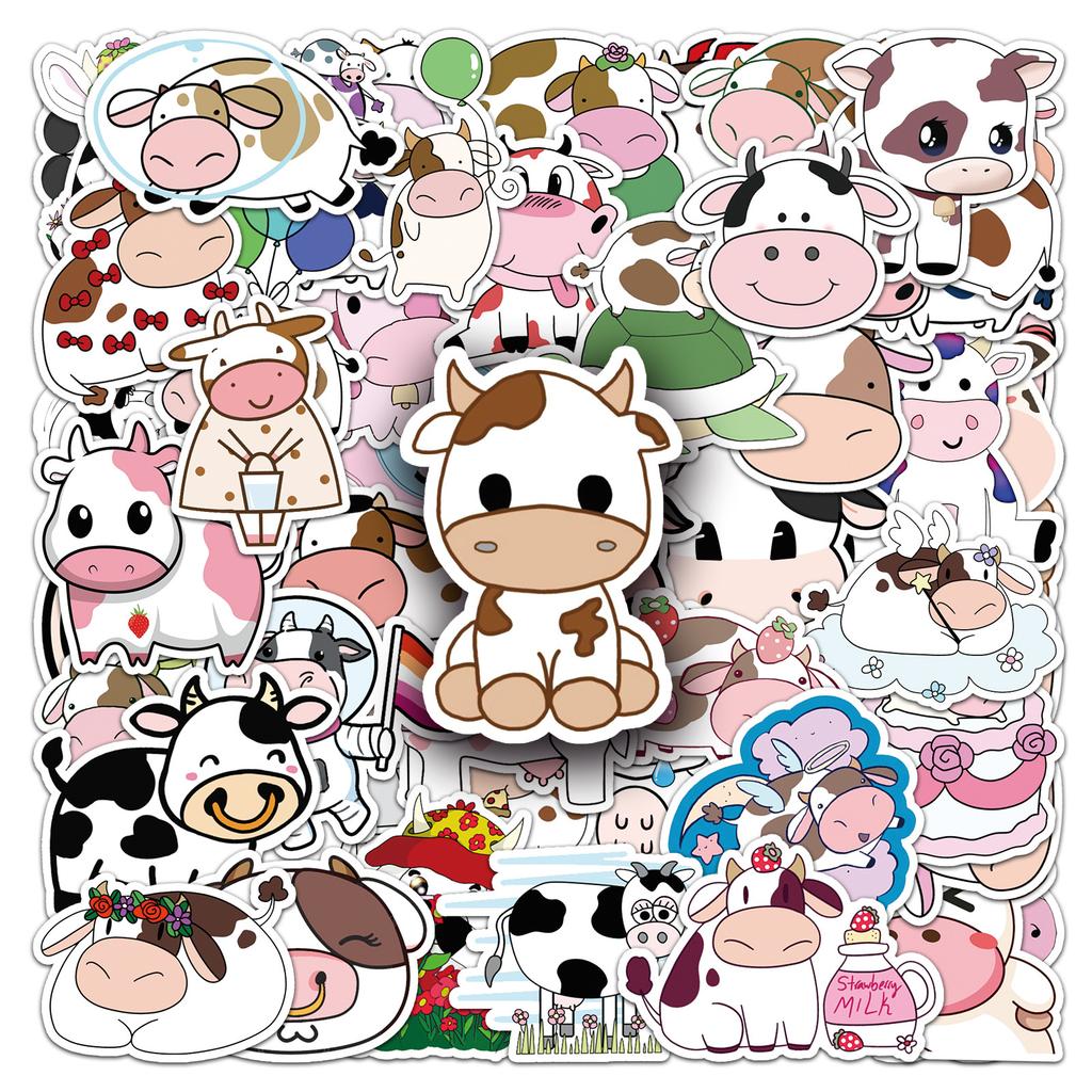 50 Cartoon Ins Style Niedliche Kuh Dekorative Roller Koffer Motorrad Motorrad Motorrad Auto Aufkleber