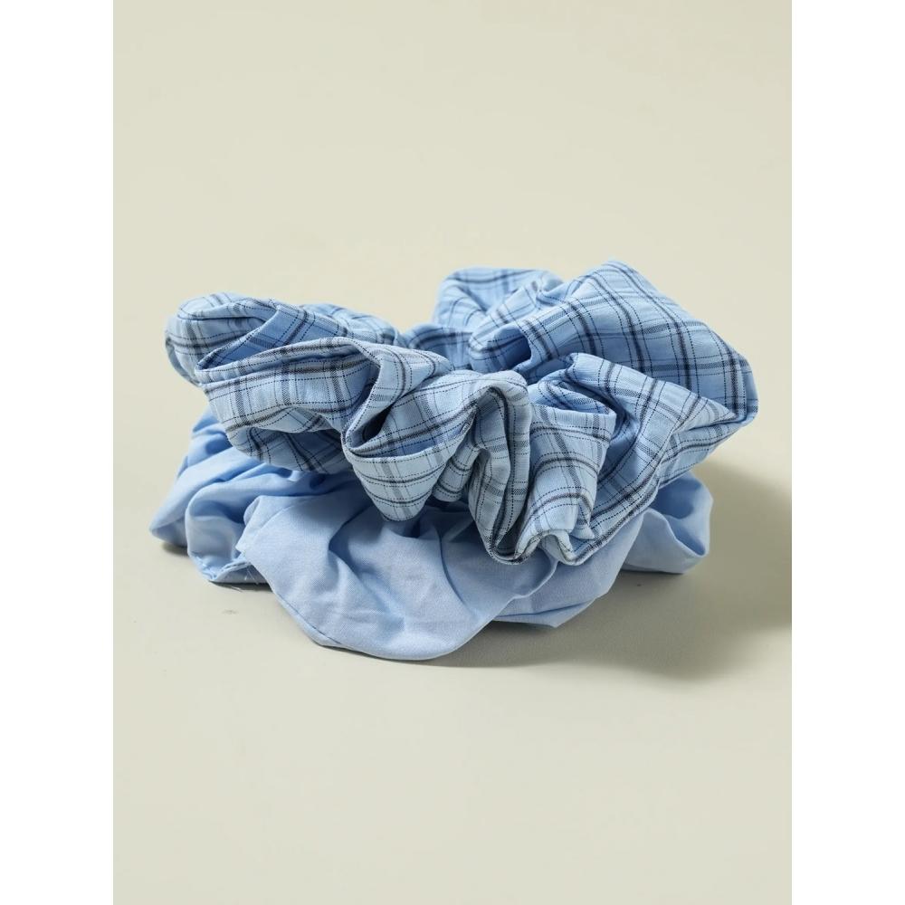 Daiso Check Gibble Hair Tie Pack Of 2 Blue