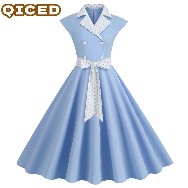 QICED Fashion Summer Spring V-Neck Casual Dresses