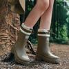 New Heightened Bundle Middle Tube Long Rain Boots Women's Waterproof, Non-slip and Wear-resistant Outer Shoes Kitchen Work Sleeve Women's Shoes