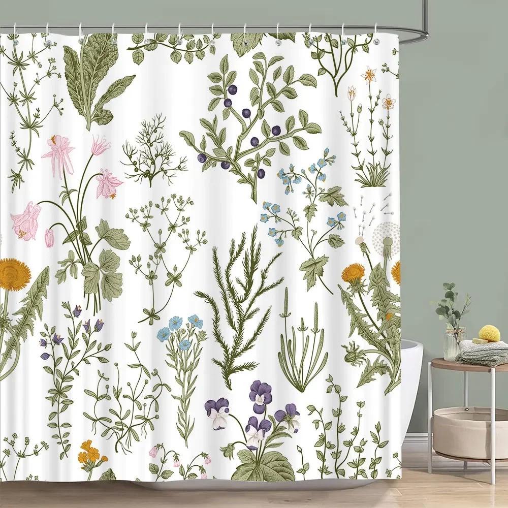Vintage Blommig Färgstark Fågel Duschdraperi Akvarellmålning Konst Kreativt Hem Polyester Duschdraperier Badrumsdekor