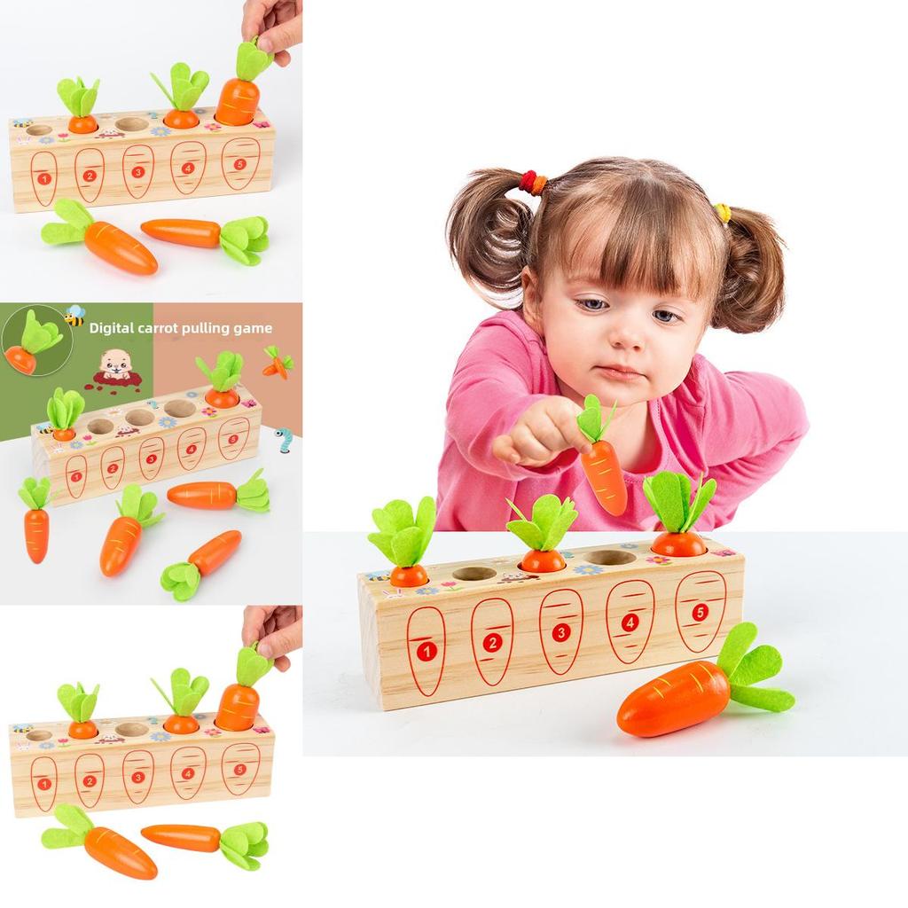 Wooden Digital Carrot Pulling Game For Kids Educational Toy For Ages 3 To 4