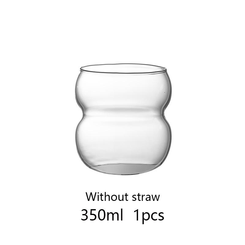 

350/550ml Transparent Glass Cup Cold Coffee Cup With Straw Dessert Juice Milk Drinkware Mug Party Cocktail Glasses Teacup 350-550ml