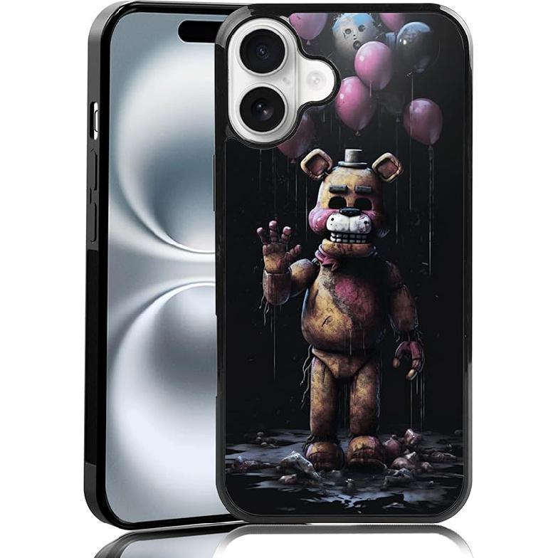 Black Cute FNAF Phone Case Fit for iPhone XR, TPU Shockproof Protective iPhone Case Horror Five Nights Video Game Phone Cover Gift for Boy Girl Men