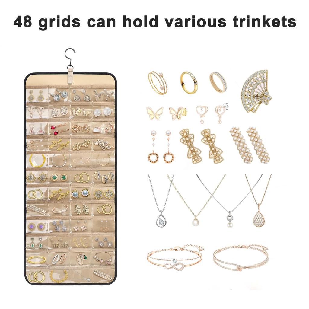 jewelry organizer with hanger and rotating Perfect for storing and Wall-mounted design. necklaces, earrings, bracelets, watches, hairpins.