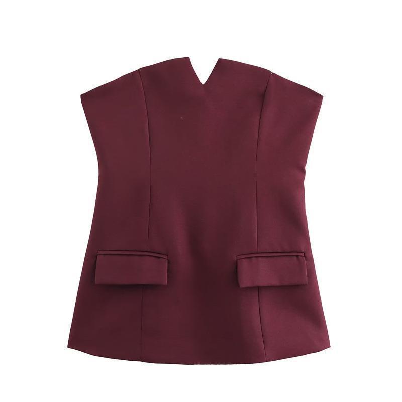 2025 Spring/Summer European & American Style Strapless Slimming Top for Women Extra Small
