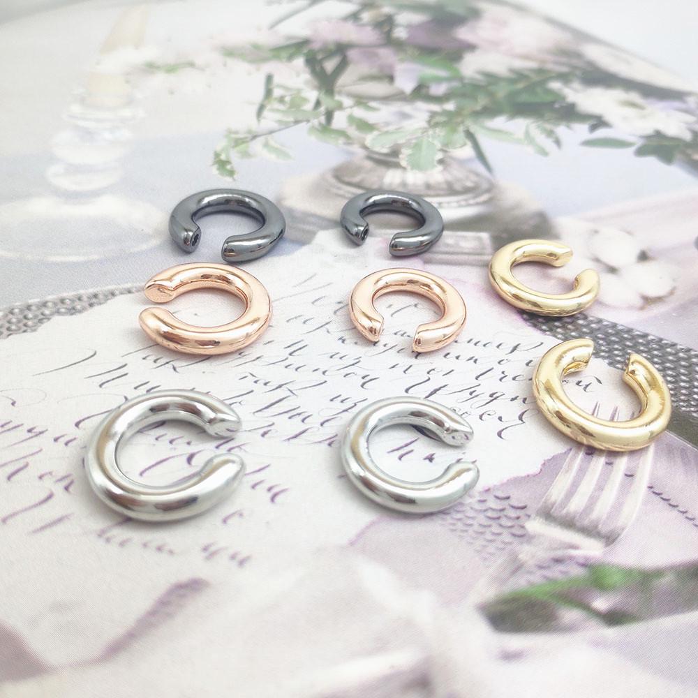 Minimalist Asymmetrical Double Circle C-Shaped Metal Ear Cuff Jewelry