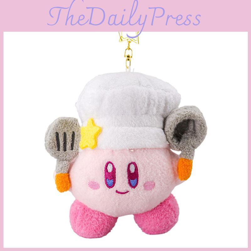 Adorable Kirby Chef Plush Keychain Soft Short Plush Stuffed Toy Bag Charm 12cm