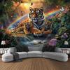 Mother Tiger With Cubs Rainbow Butterfly Jungle Stream Wall Tapestry Wildlife Art Decor Home Interior Design Living Room