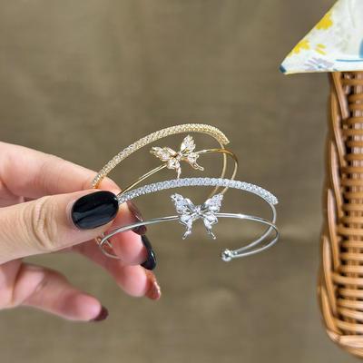 Koreanischer Stil Zirkonia Schmetterling Armreif - Retro, Hochwertiges Design, Vielseitiges und Elegantes Armband.