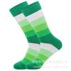 Men's Plus Size Striped Cotton Socks - Rainbow, Thick, Anti-Odor, Mid-Calf Length, European & American Style.