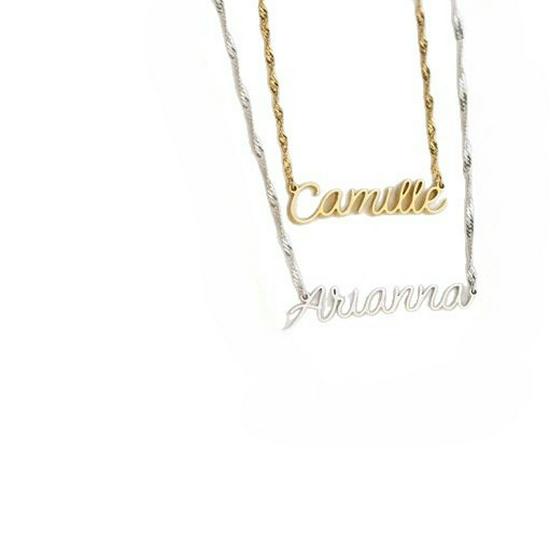 18K Gold Custom Name Necklace - Stainless Steel Pendant