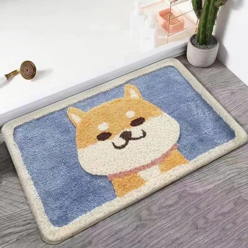 VIKAMA Cartoon Cashmere Floor Mat Soft Non-Slip Bathroom Absorbent Floor Mat Family Toilet Entrance Door Mat Bedroom Carpet