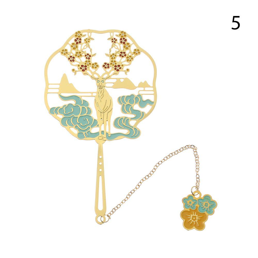 

School Office Supplies Pagination Mark Chinese Style Brass Peacock Book Clip Tassel Bookmark 5