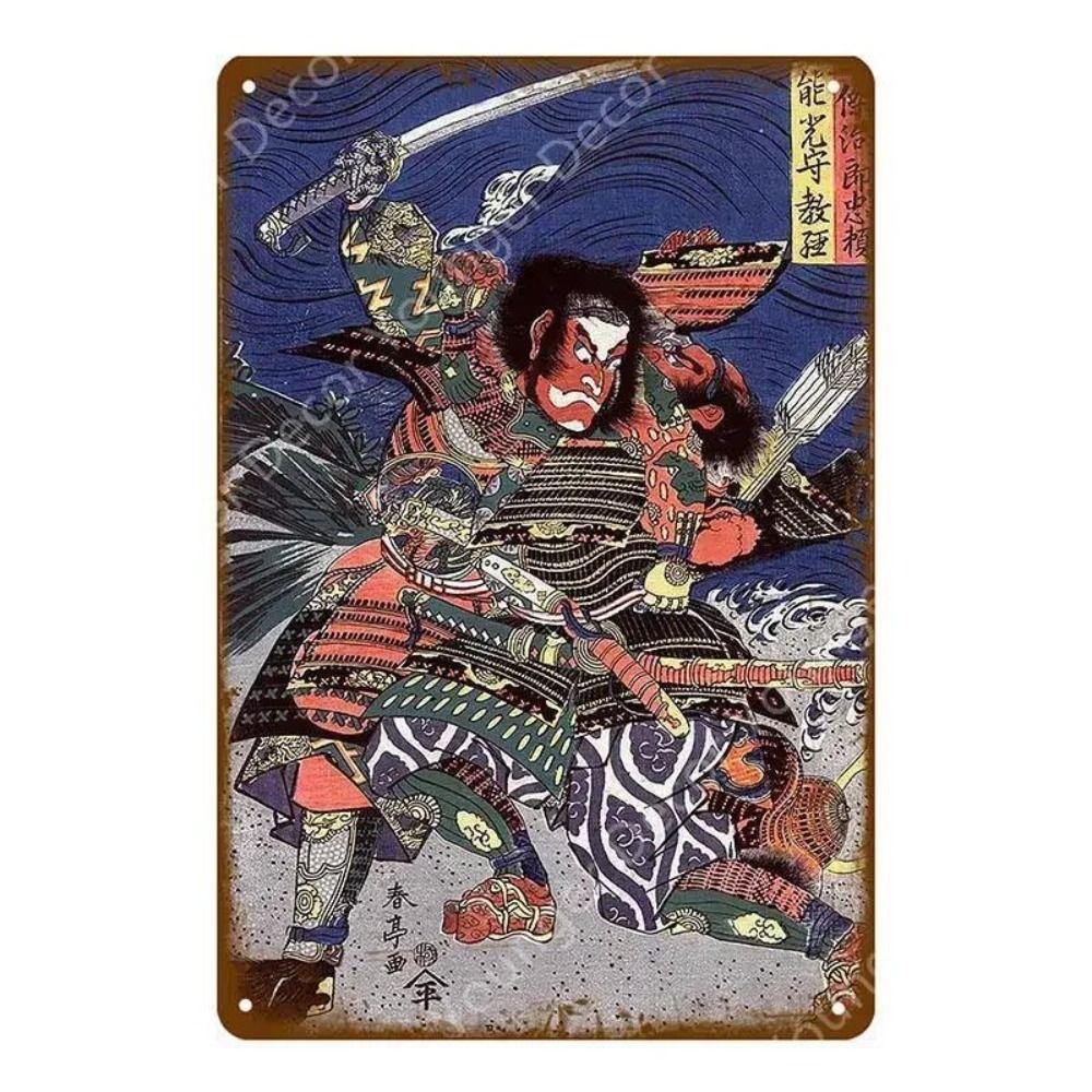 Metal Poster Japanese Ukiyo-e Retro Wall Art Vintage Home Bar Cafe Decor