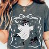 Comfort Colors Halloween Shirt and Kids Tshirt: Coquette Ghost, Cat & Bows
