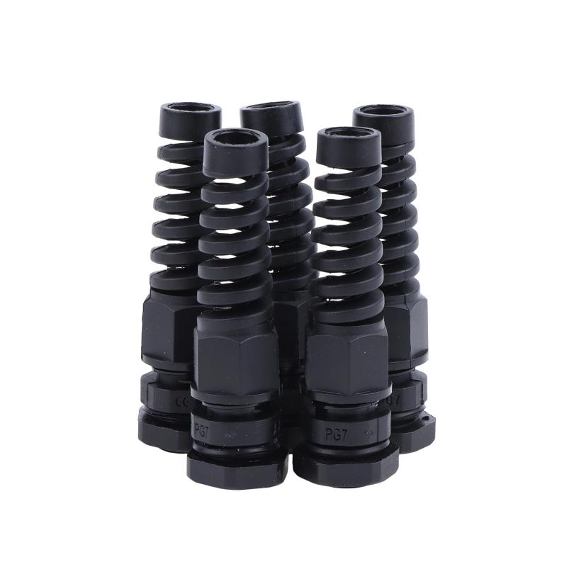 5Pcs Waterproof Cable Gland Pg7 Plastic Anti-Bending Joint M12 Nylon Pa66 Torsion-Proof Glands Pg7/9/11/13.5/16/19/21 Connector
