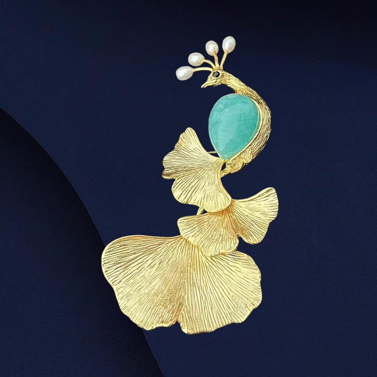 Blue Crane Brooch - Elegant Peacock Enamel Brooch - Luxurious Accent Pin