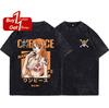 Summer 2025 Short Sleeve Tee Anime One Piece Luffy Nami Graphic T Shirt Man  Clothes Vintage Washed Women Oversized Gym Tops
