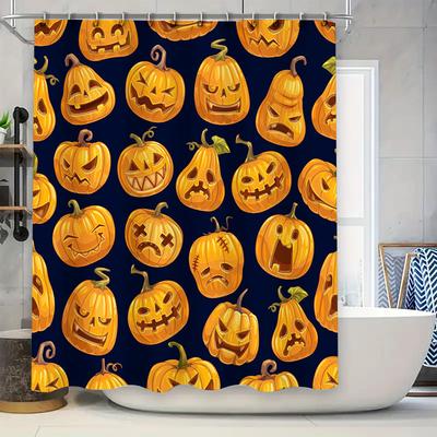 Halloween-themed Pumpkin Shower Curtain with Vivid Patterns for Home Decoration Waterproof Fabric, Easy Installation