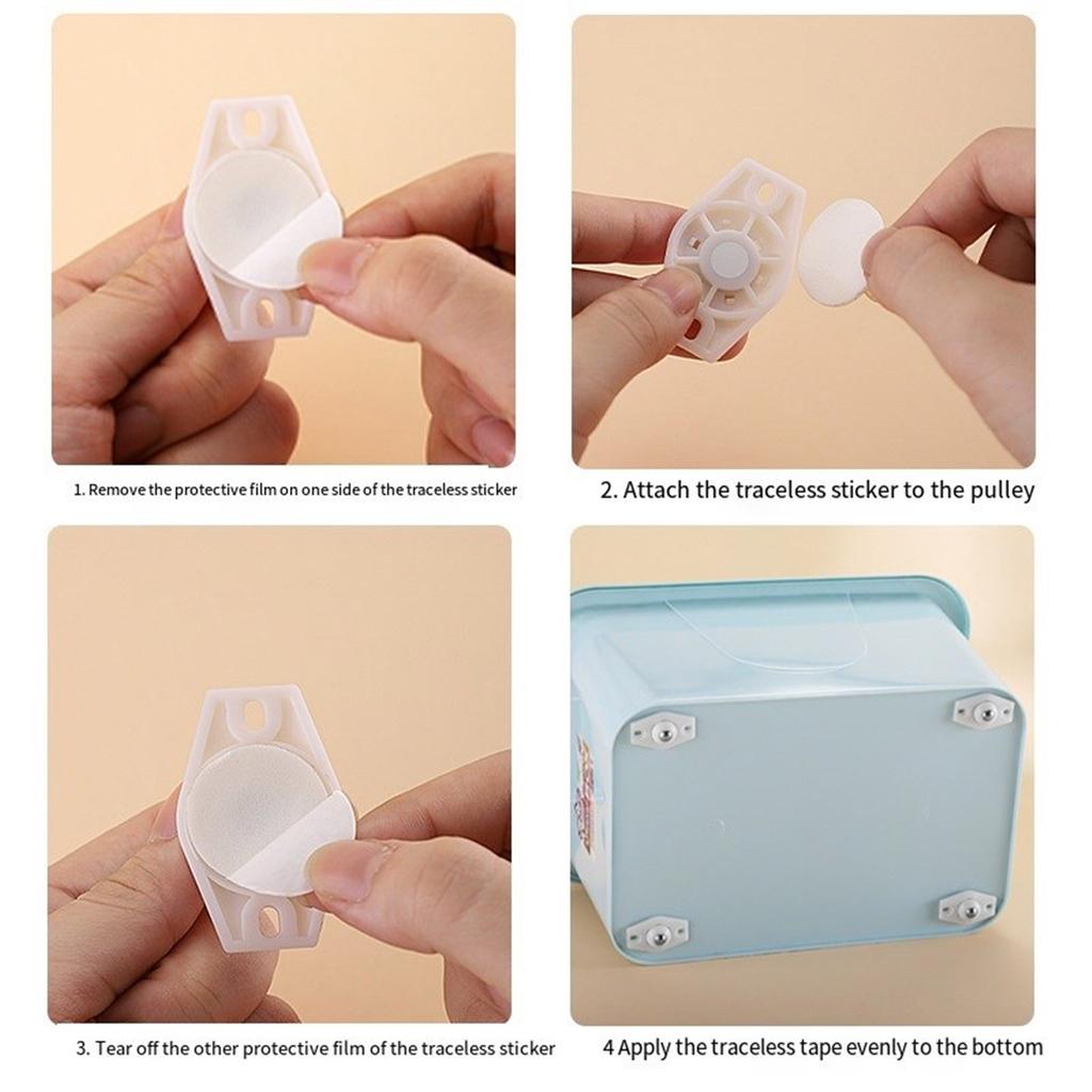 Convenient Adhesive Wheels Smooth Movement Easy to Install Adhesive Wheels Space Saving Wheels for Furniture & Storage