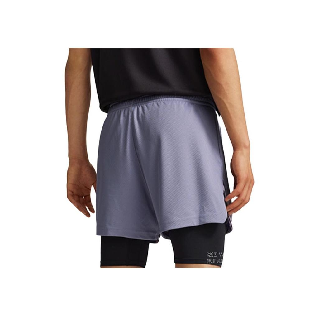 Li Ning Basketball Series Casual Simple Color Block Straight Leg Lace-Up Sports Shorts Men Shorts Fog-Gray Purple AAPV065-6