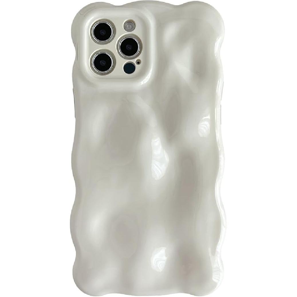 Caseative for iPhone 12 Pro Max Case,Water Ripple Wave Meteorite Bubble Chrome Plating Electroplated Candy Phone Case (Eletro Rose Gold) белый