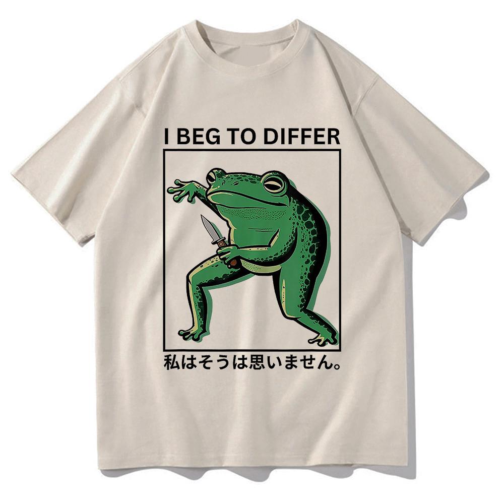 I Beg To Differ Frog T Shirt Funny Japanese Frog Retro Women Clothing Harajuku Clothes Summer Graphic T Shirts Tops