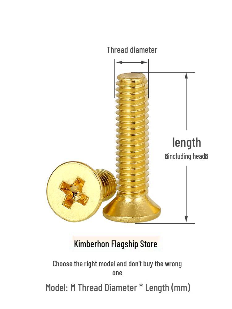 Copper Phillips Countersunk Head Machine Screws, Sizes M2–M4, Lengths 6/8/10/12mm