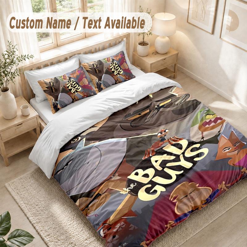 The Bad Guys Bedding Set, 1 Duvet Cover & 2 Pillowcases Soft Comfortable Bedroom Home Textile Decor