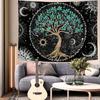 Tree Of Life Tapestry Green Wall Art For Bedroom Spiritual Aesthetic Sun And Moon Tapestries Wall Hanging Decor (60''×44'')