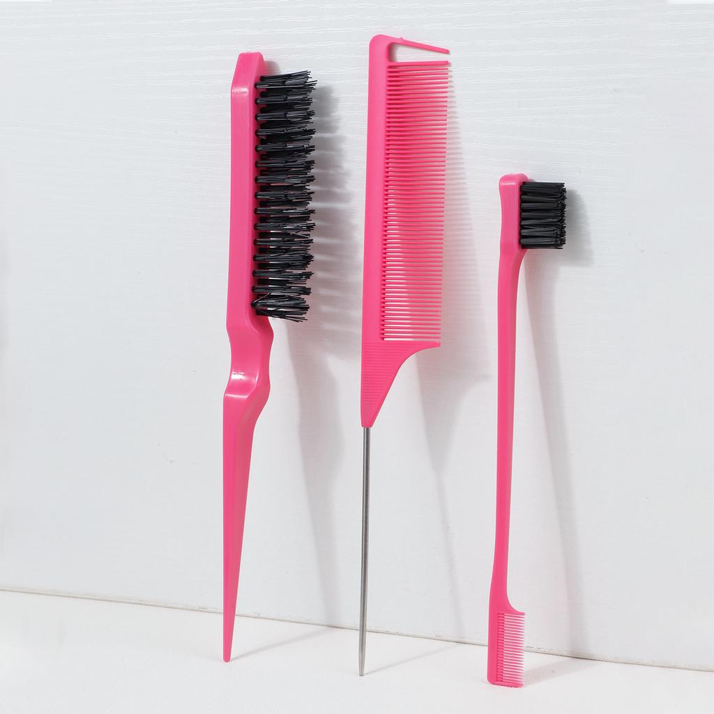 Hair Brush Set - 3 Pcs, Slick Back, Rat Tail, Teasing Comb for Kids and Baby Hair Smoothing