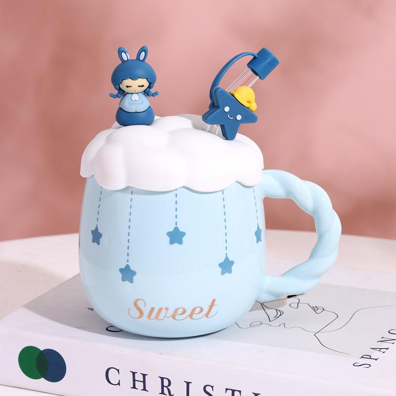 Wolkenmädchen Tasse hoher Wert Cartoon niedlich lustig Keramiktasse Kaffeetasse Zuhause Paar Tasse Büro