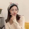 Custom Logo OMG Bowknot Wash Face Hairband Rabbit Cat Ear Cute Plush Lady Soft Women Elastic Hair Band Flannel Make up Headbands