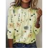 Spring and Autumn Women's Round Neck Pullover Long Sleeved T-shirt Elegant and Fashionable Floral Print T-shirt Womens New Style