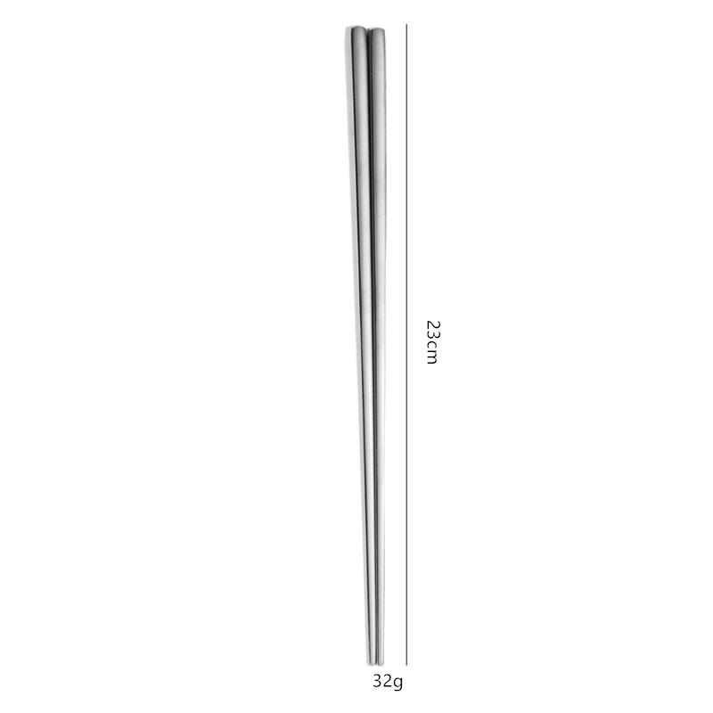 Square 23cm 304 stainless steel chopsticks, anti slip and heat-resistant hollow household chopsticks, sushi chopsticks