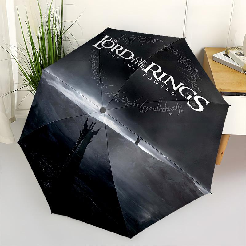 1pc The Lord of the Rings: The Two Towers Automatic Folding Umbrella - Compact 8-Rib Design, Durable Plastic & Iron1059L