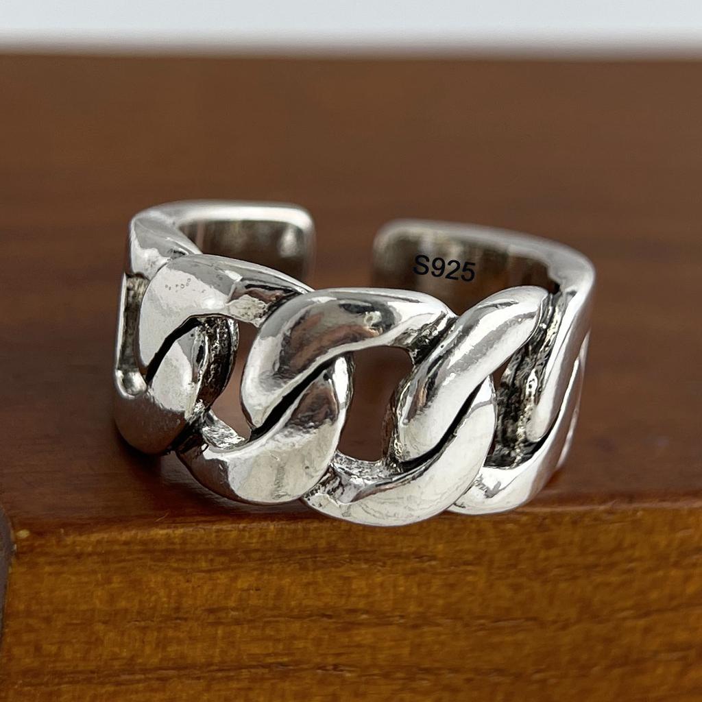 Xiaomi 925 Sterling Silver Rings for Women Couple Minimalist Handmade Simple Retro Chain Shape Ring Fine Jewelry Gift Prevent Allergy