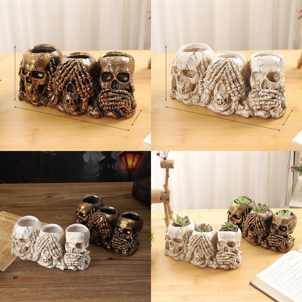 Skeleton Head Planter With Resin Material For Halloween Party And Collection