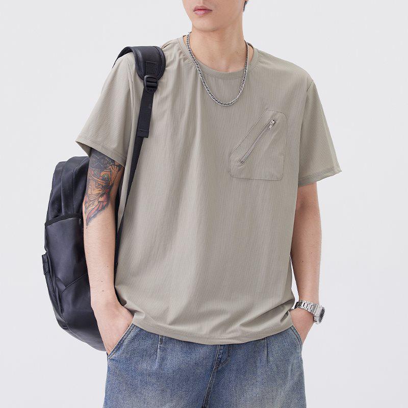 2026 Men's Summer Versatile Zipper Pocket Loose T-Shirt