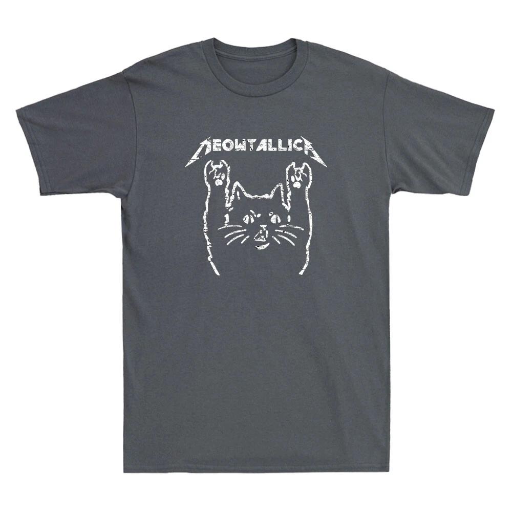 Men s and Women s T-shirts Cat Meowtallica Cat Rock Music Funny Meow Cute Cat Vintage S