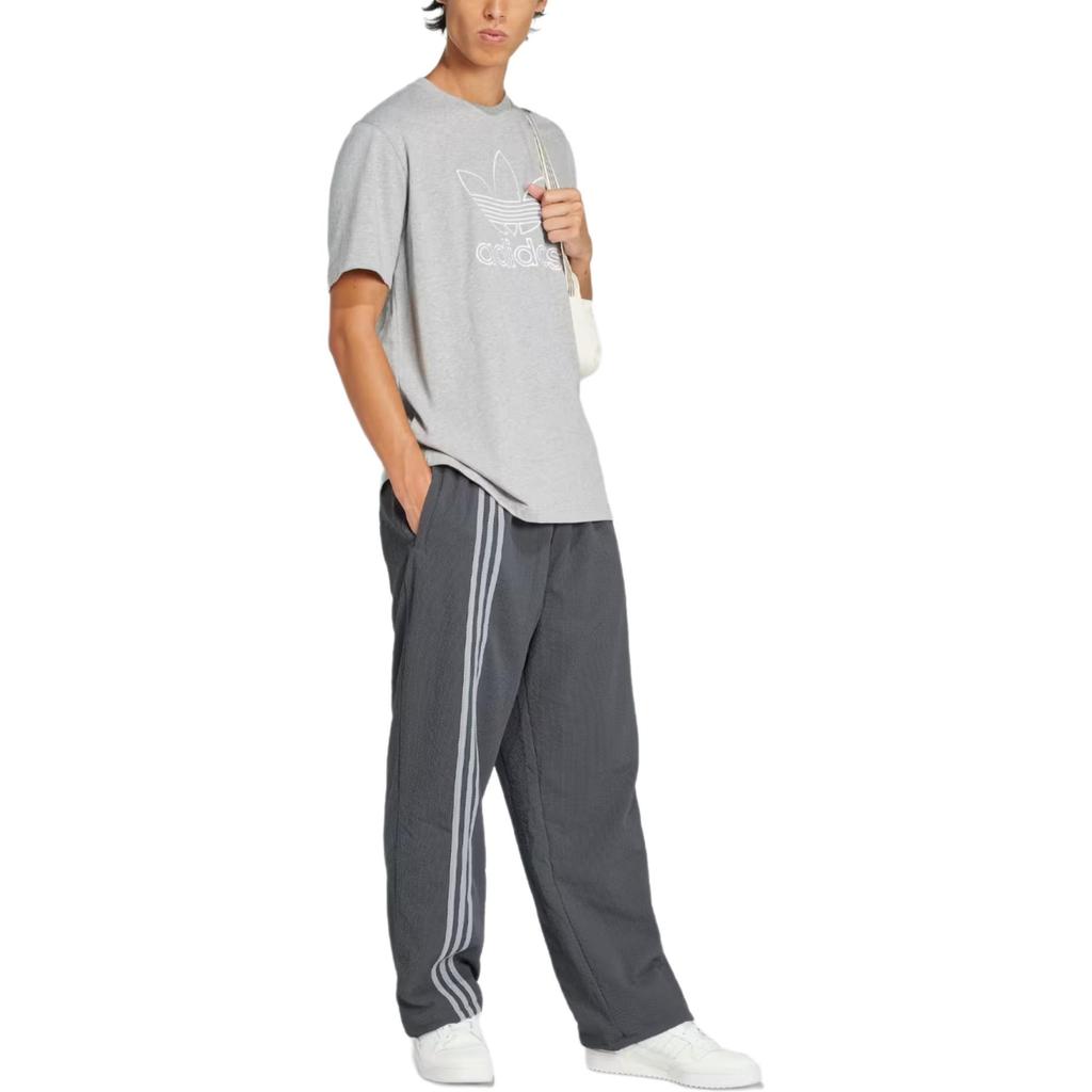 adidas Originals Adicolor Outline Trefoil Logo Knit Loose Fit Crew Neck Short Sleeve T-Shirt Men Tops Medium-Grey Stone JP1087
