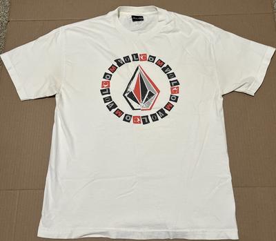 Y2K Skate Surf Grunge Volcom Stone T Shirt White Large Unisex T-Shirt