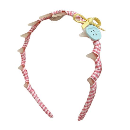 

Women Headband Plaid Ribbon Bowknot Decor Anti-Slip Design Hair Hoop Head B