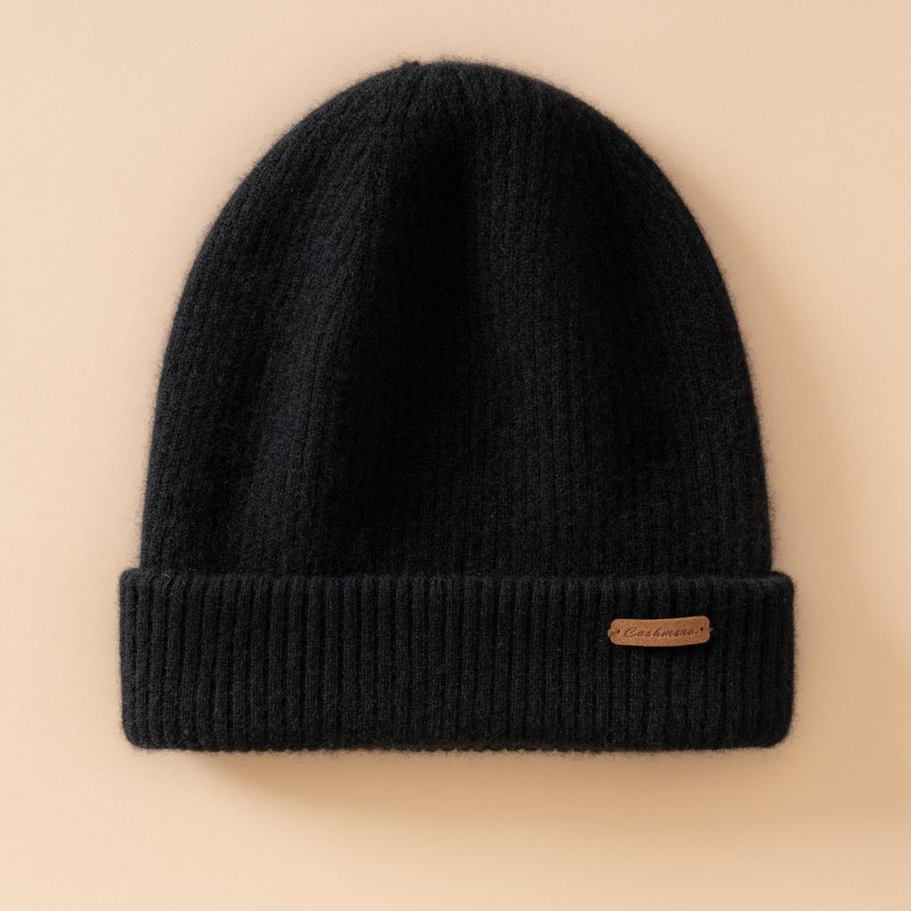 One-line forming~% pure cashmere knitted hat for men and women, warm ears in autumn and winter, thickened and versatile Cashmere
