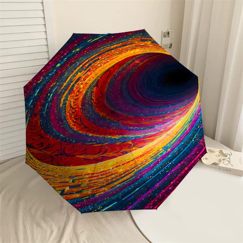 

1pc Vortex Swirl Automatic Open/Close Umbrella with Windproof, 8-Rib Sturdy Canopy, Durable Ribs, Fashionable Design1229A