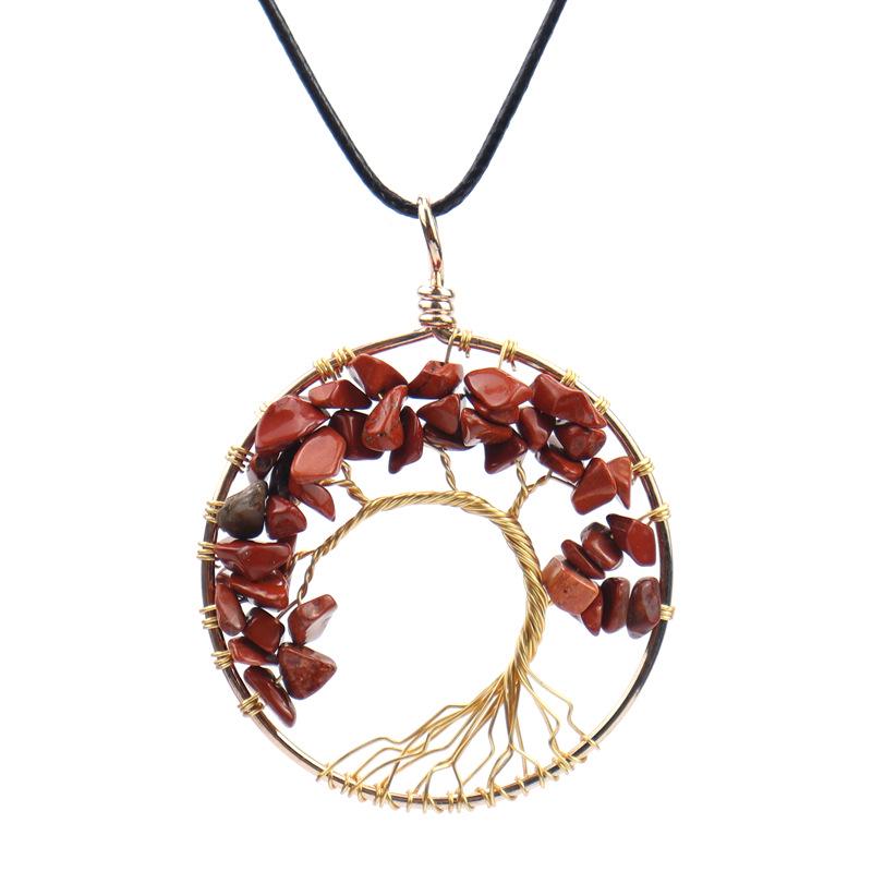 Ручная работа, золотая подвеска-ожерелье  Древо Жизни , оплетенная проволокой, с натуральными кристаллами из измельченного камня (Н44)